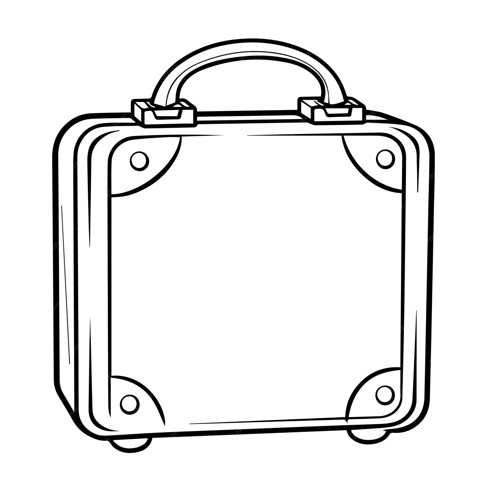 Premium vector cartoon illustration of old suitcase line art coloring page design