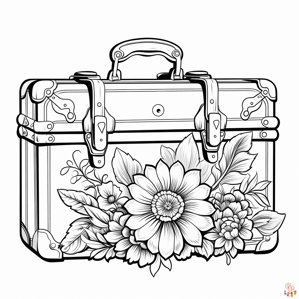 Printable suitcase coloring pages free for kids and adults