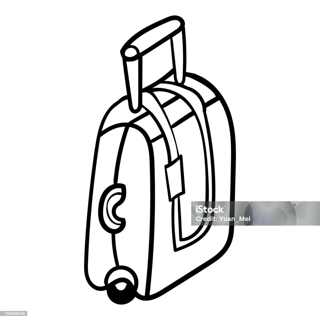 Doodle suitcase for travelling around the world coloring page or book vector illustration square position vector design stock illustration