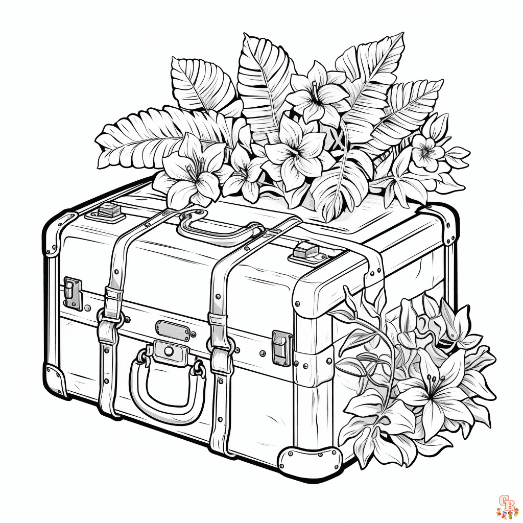 Printable suitcase coloring pages free for kids and adults