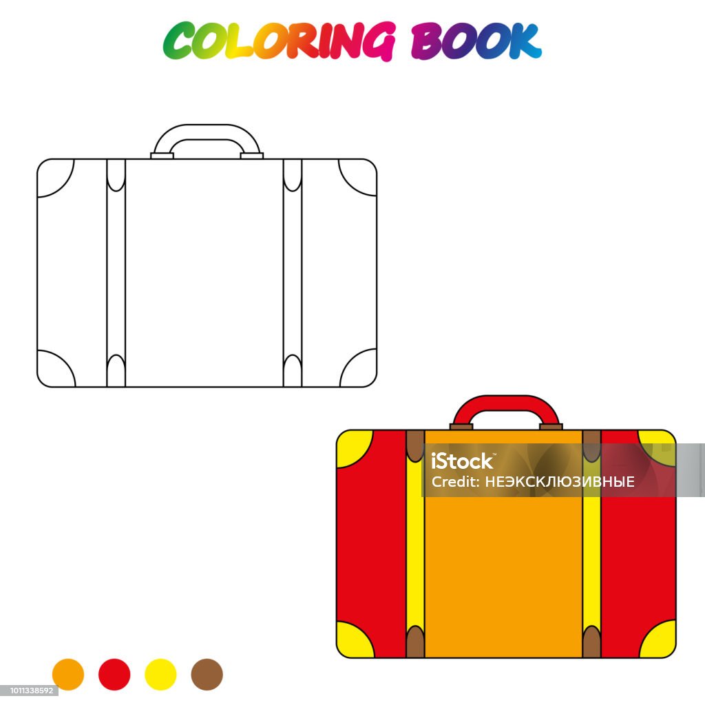 Travel suitcase coloring book worksheet game for kids coloring page vector cartoon illustration stock illustration