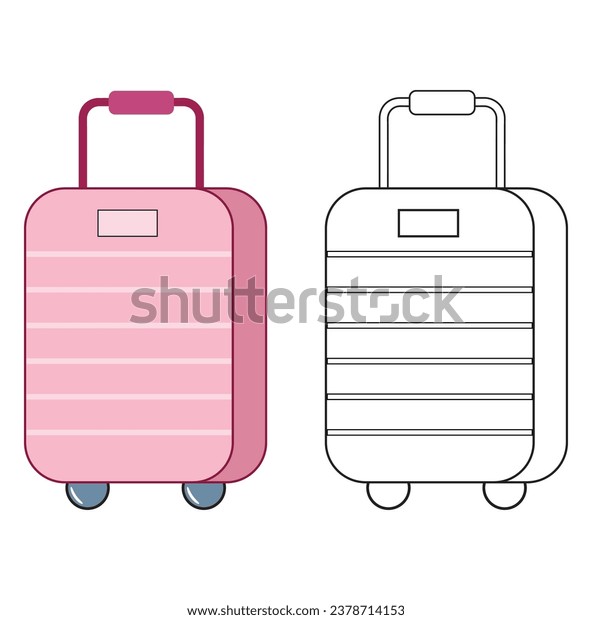 Travel suitcase coloring page outline clipart stock vector royalty free