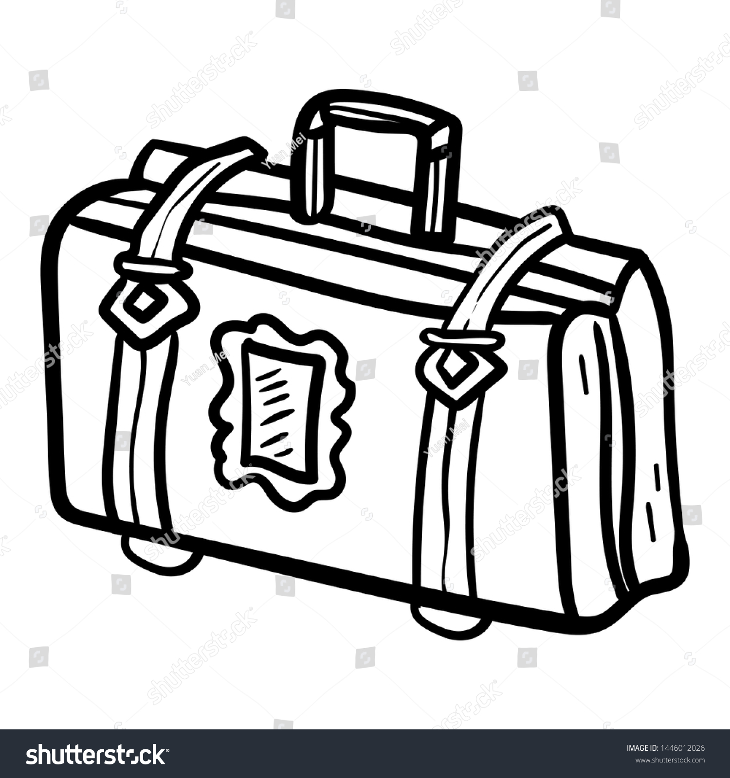 Bag suitcase leisure children coloring page stock vector royalty free