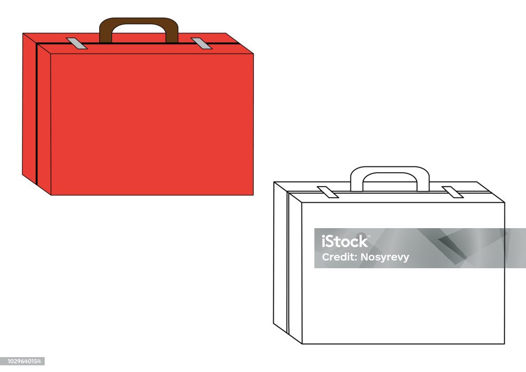 Suitcase colorful and in black and white colors coloring page stock illustration