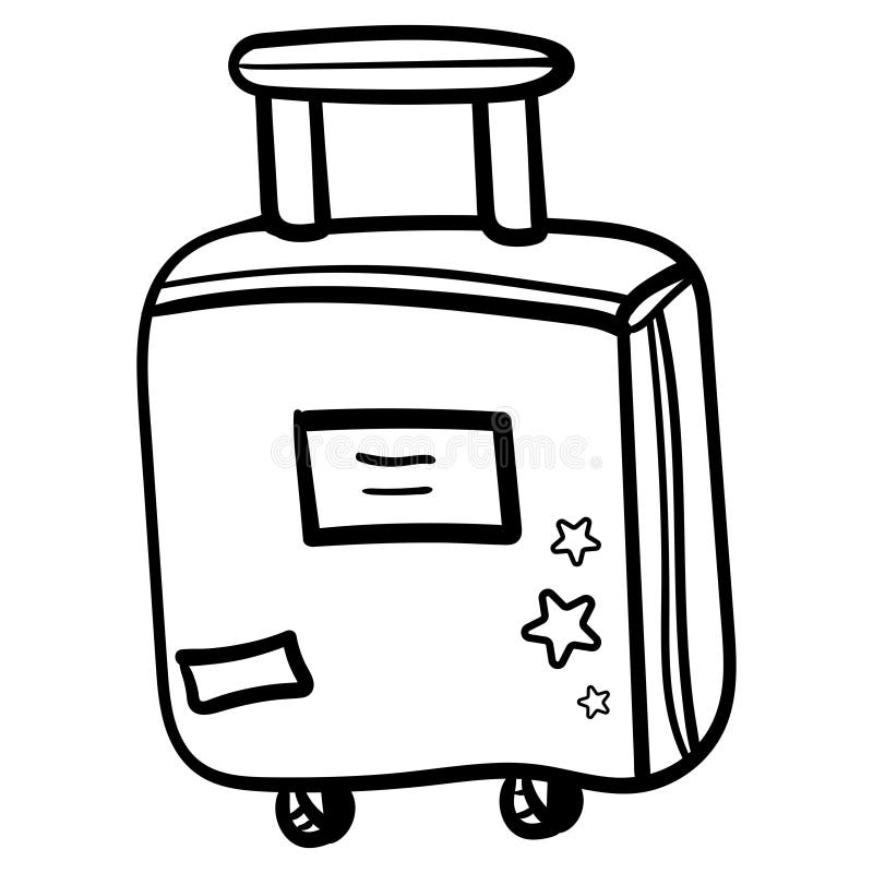 Doodle suitcase for travelling around the world coloring page or book vector illustration square position vector design stock vector