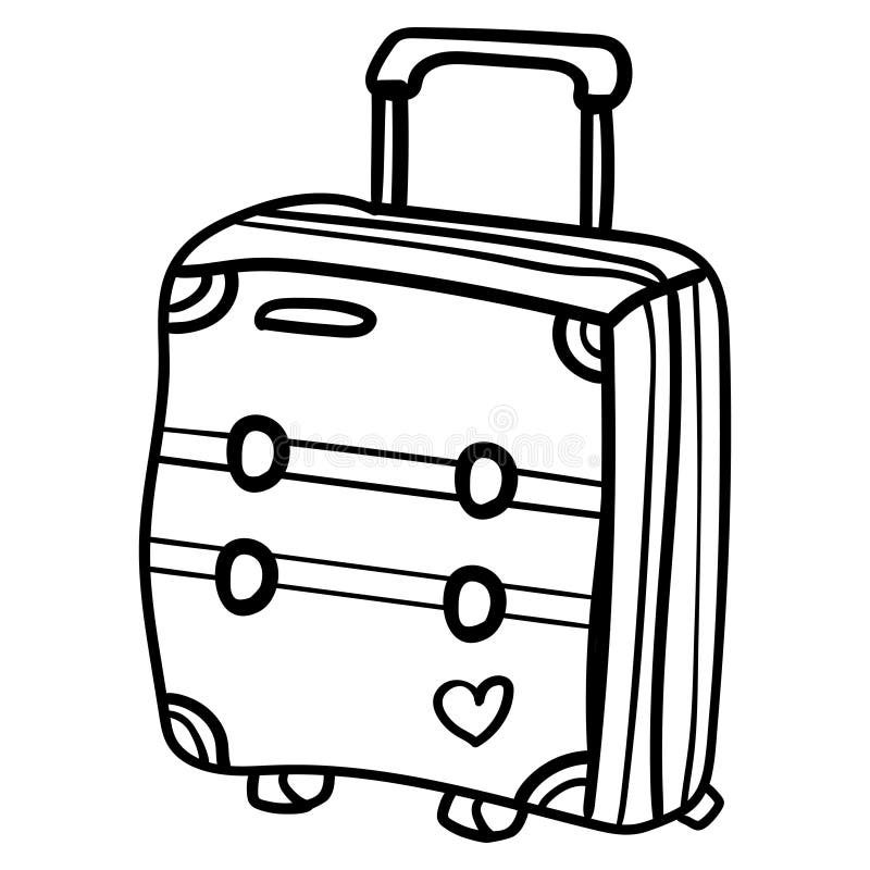 Doodle suitcase for travelling around the world coloring page or book vector illustration square position vector design stock vector