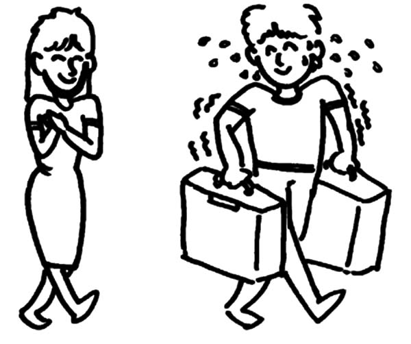 Helping a girl carry her bag and suitcase others coloring pages coloring sky