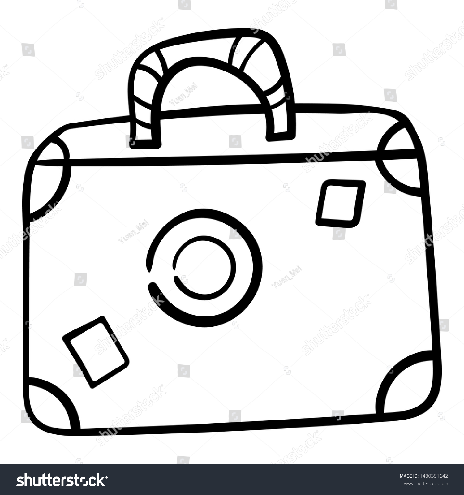 Doodle suitcase travelling around world coloring stock vector royalty free