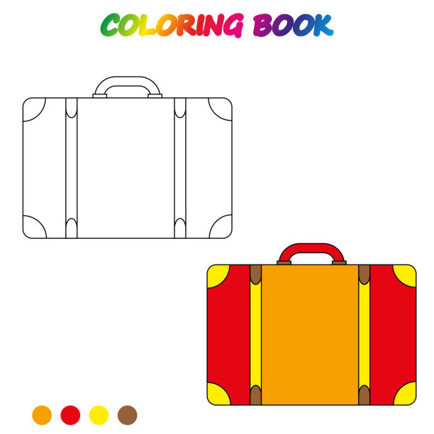 Travel suitcase coloring book worksheet game for kids coloring page vector cartoon illustration stock illustration