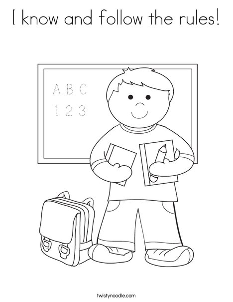 I know and follow the rules coloring page