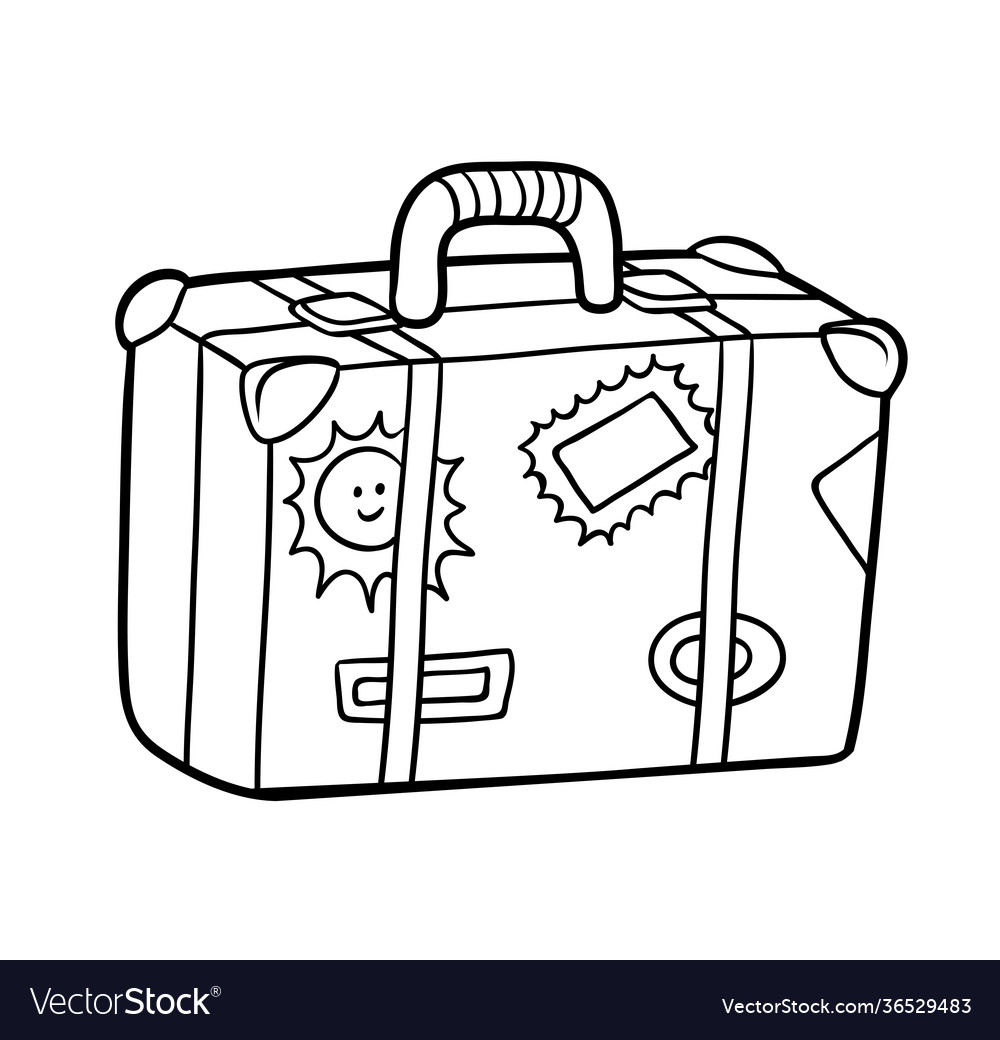 Coloring book suitcase with stickers royalty free vector