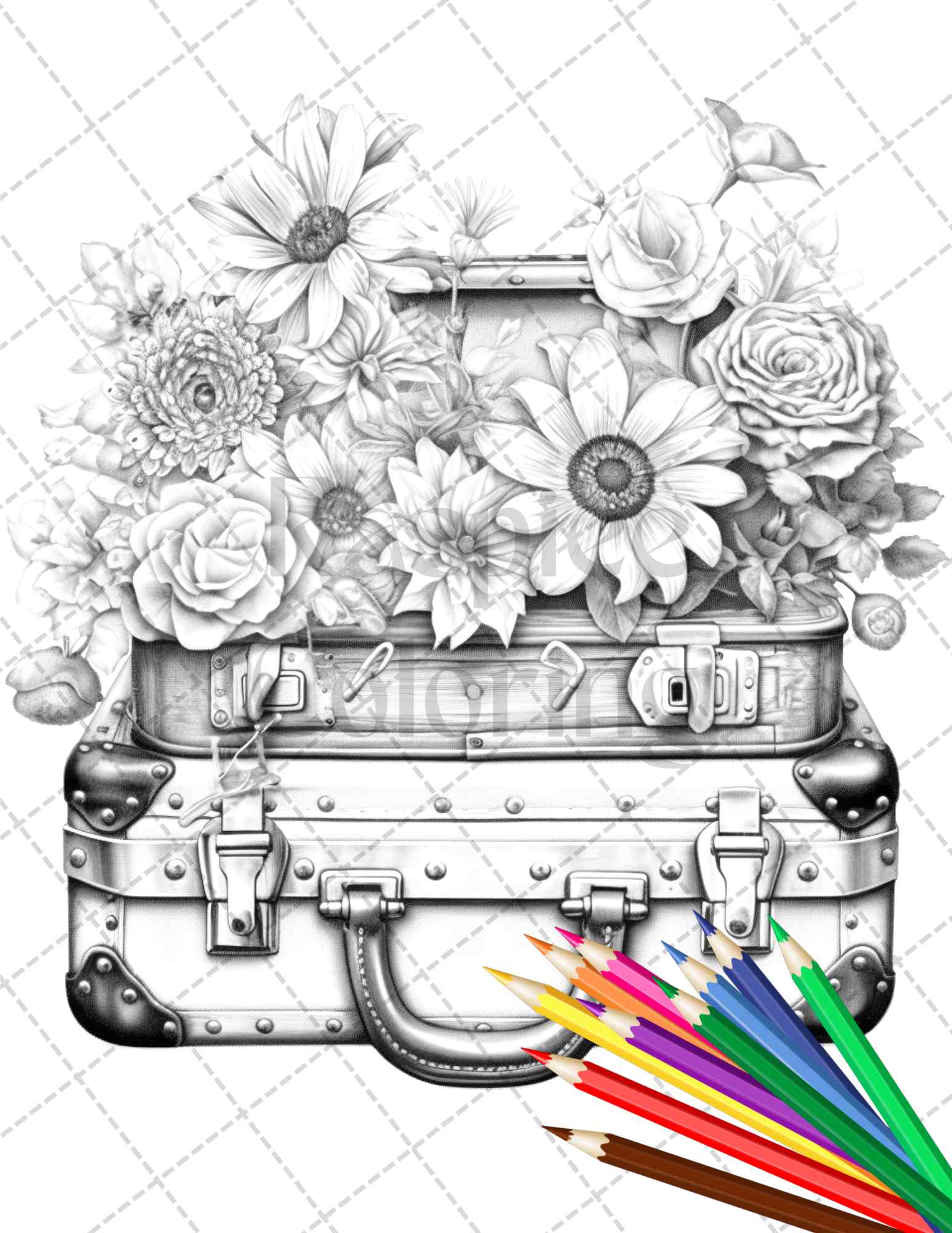 Vintage objects grayscale coloring pages printable for adults pdf â coloring