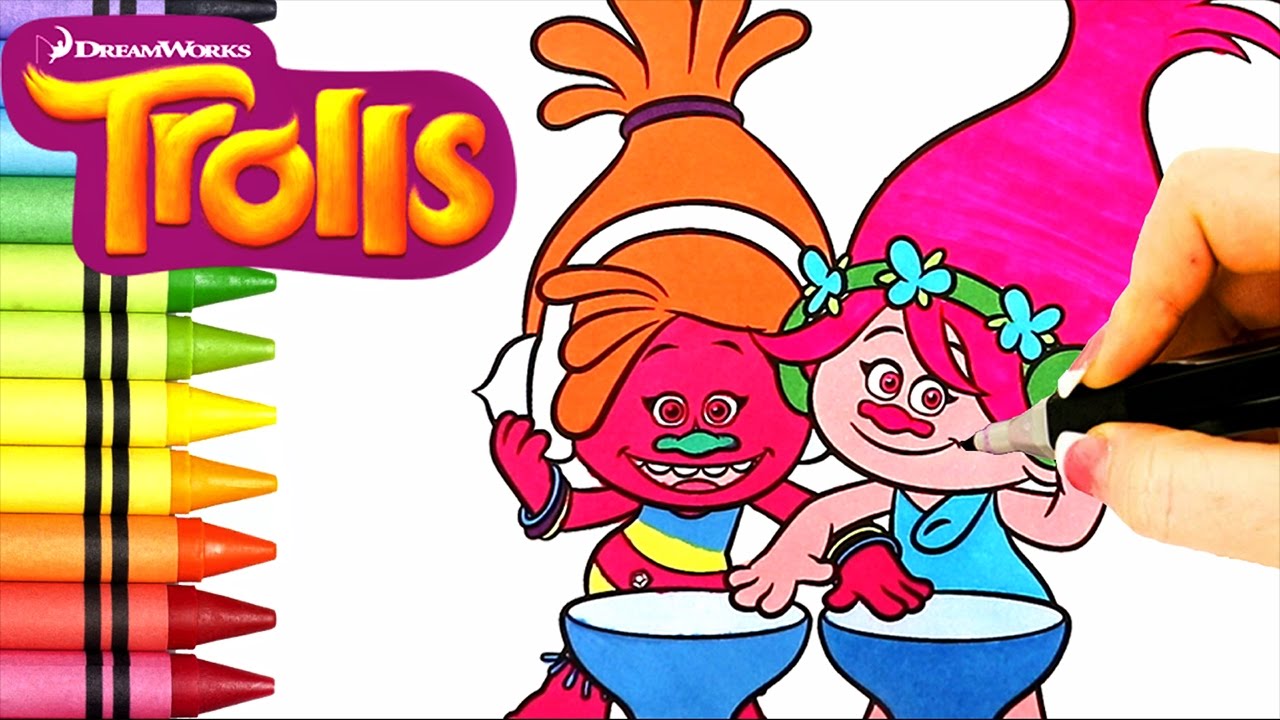 Trolls ovie coloring book episode poppy dj suki cooper speed coloring video for kids