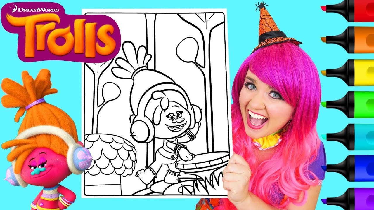 Coloring trolls dj suki coloring book page prisacolor colored paint arkers kii the clown