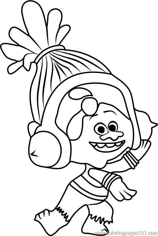 Dj suki from trolls coloring page for kids