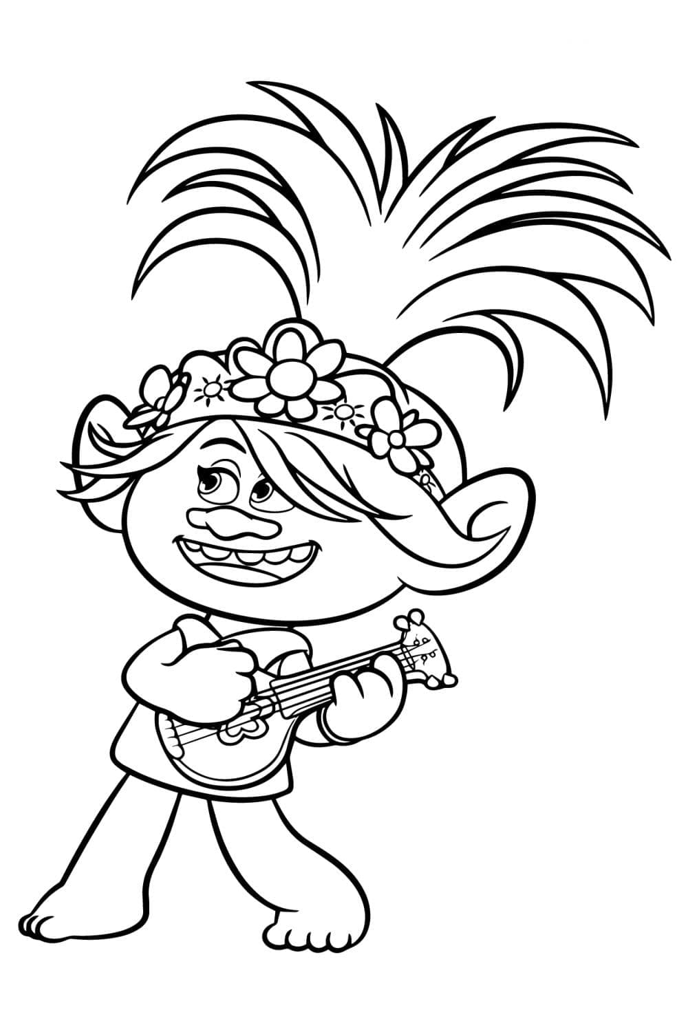 Cute poppy from trolls coloring page