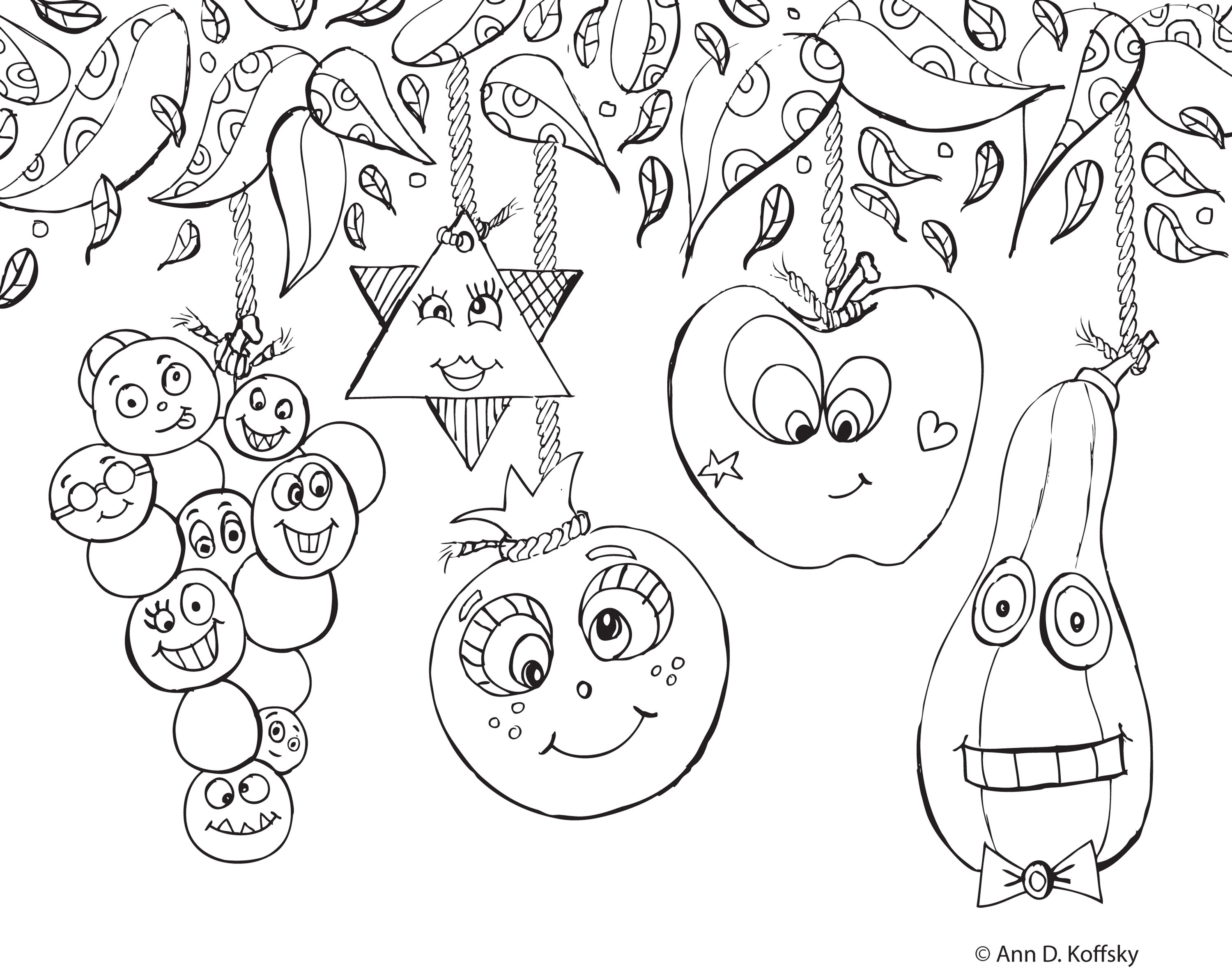 Succot faces coloring page â ann d koffsky