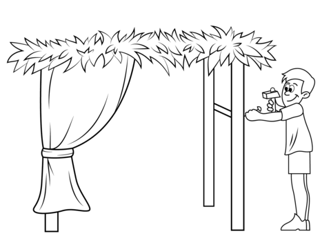 Building a sukkah for sukkot coloring page free printable coloring pages