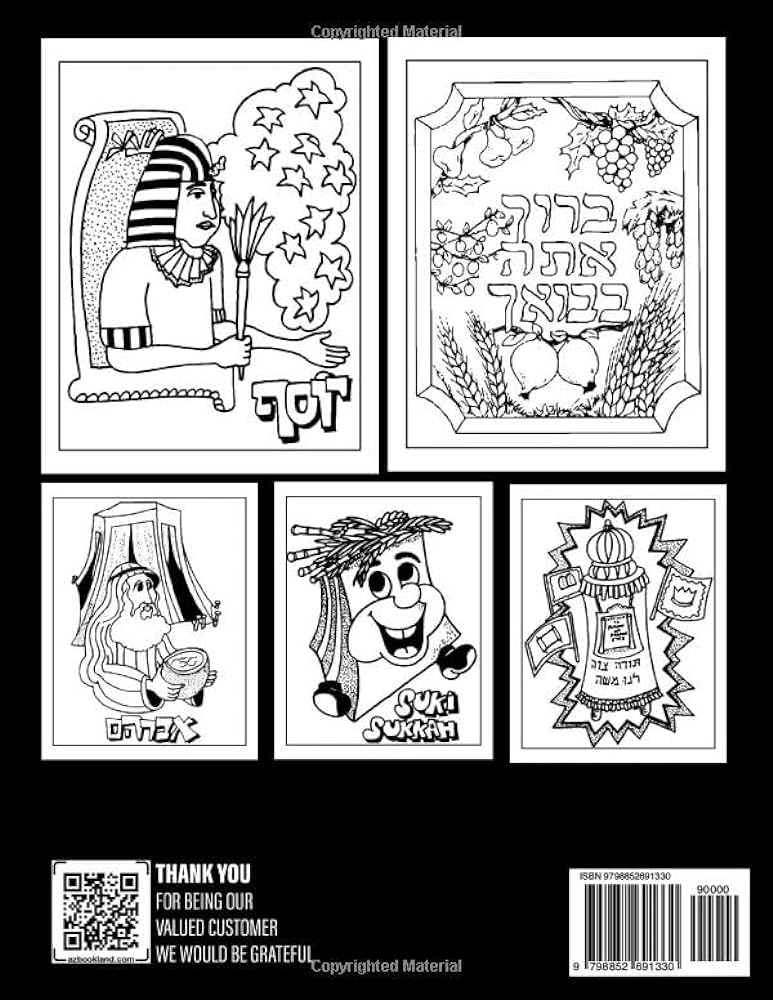 Sukkot coloring book coloring pages with religious symbols lulav torah sukkah etrog to celebrate jewish holiday tishrei for toddlers and children