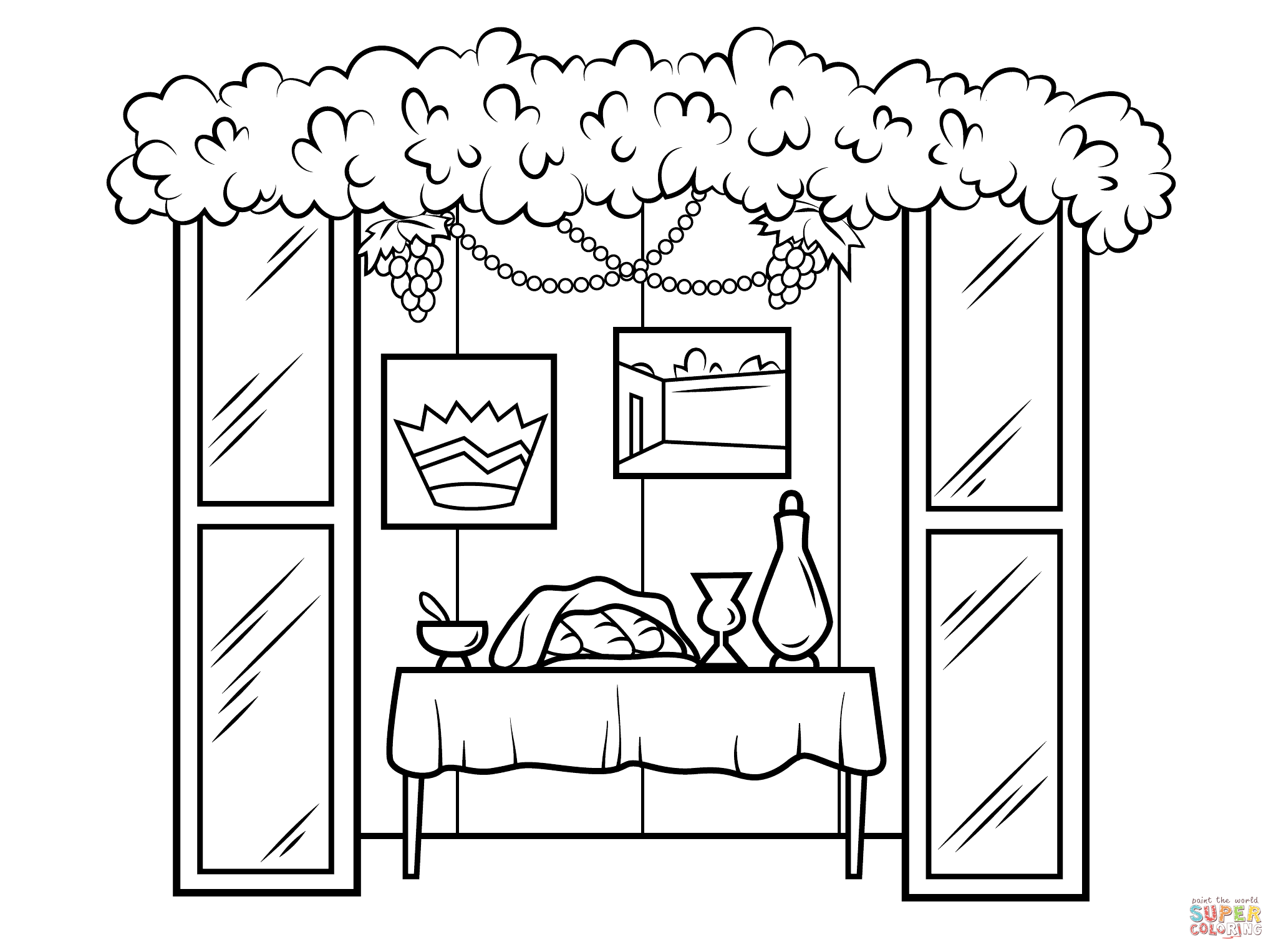 Sukkah for sukkot coloring page from sukkot category select from printable crafts of cartoons natureâ sukkot crafts sukkot free printable coloring pages