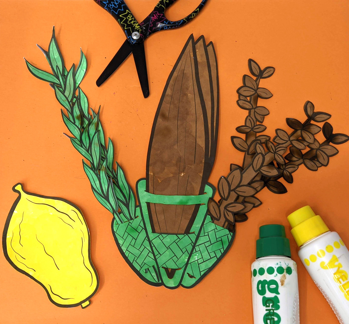 Lulav and etrog craft for kids