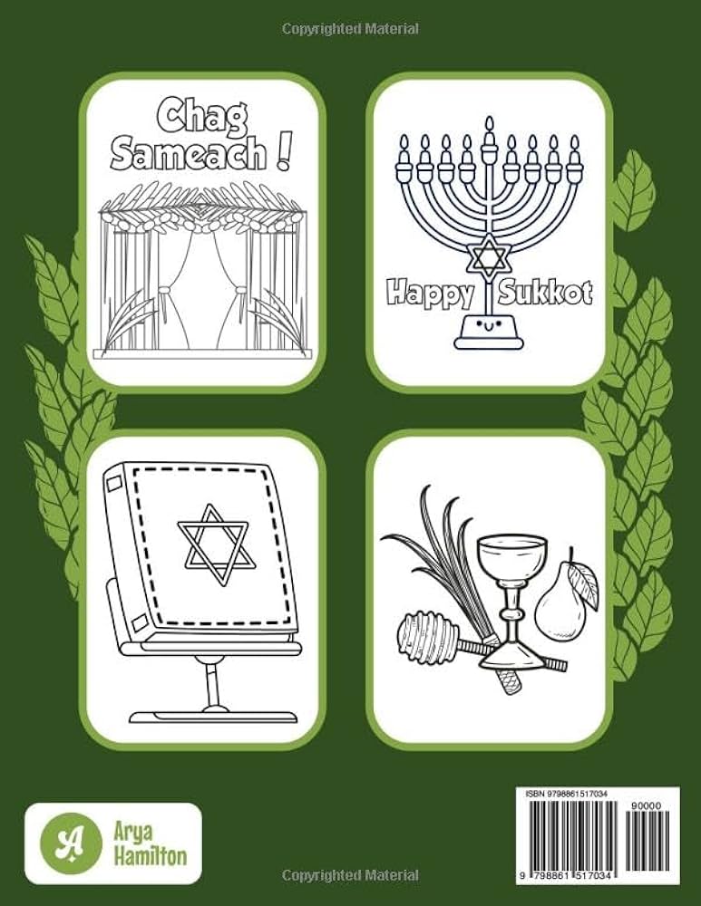 Sukkot coloring book for kids fun coloring pages for kids to celebrate the feast of tabernacles with religious symbols lulav torah sukkah etrog sukkot simchat torah gift for toddlers hamilton