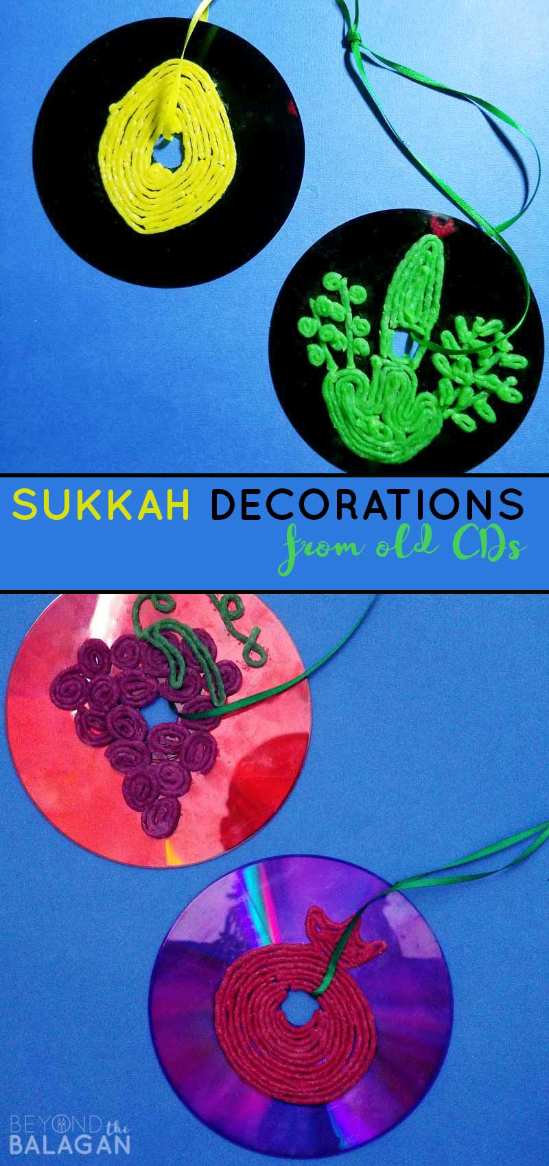 Sukkah decorations childrens craft from old cds