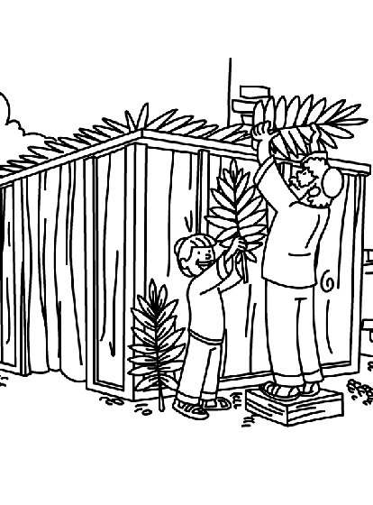 Building a sukkah coloring page