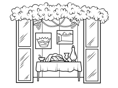 Sukkah for sukkot coloring page free printable coloring pages