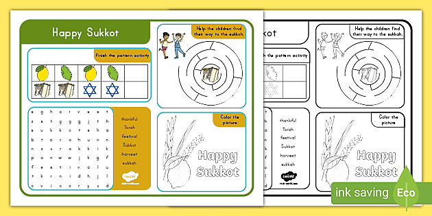 Happy sukkot activity mat teacher made