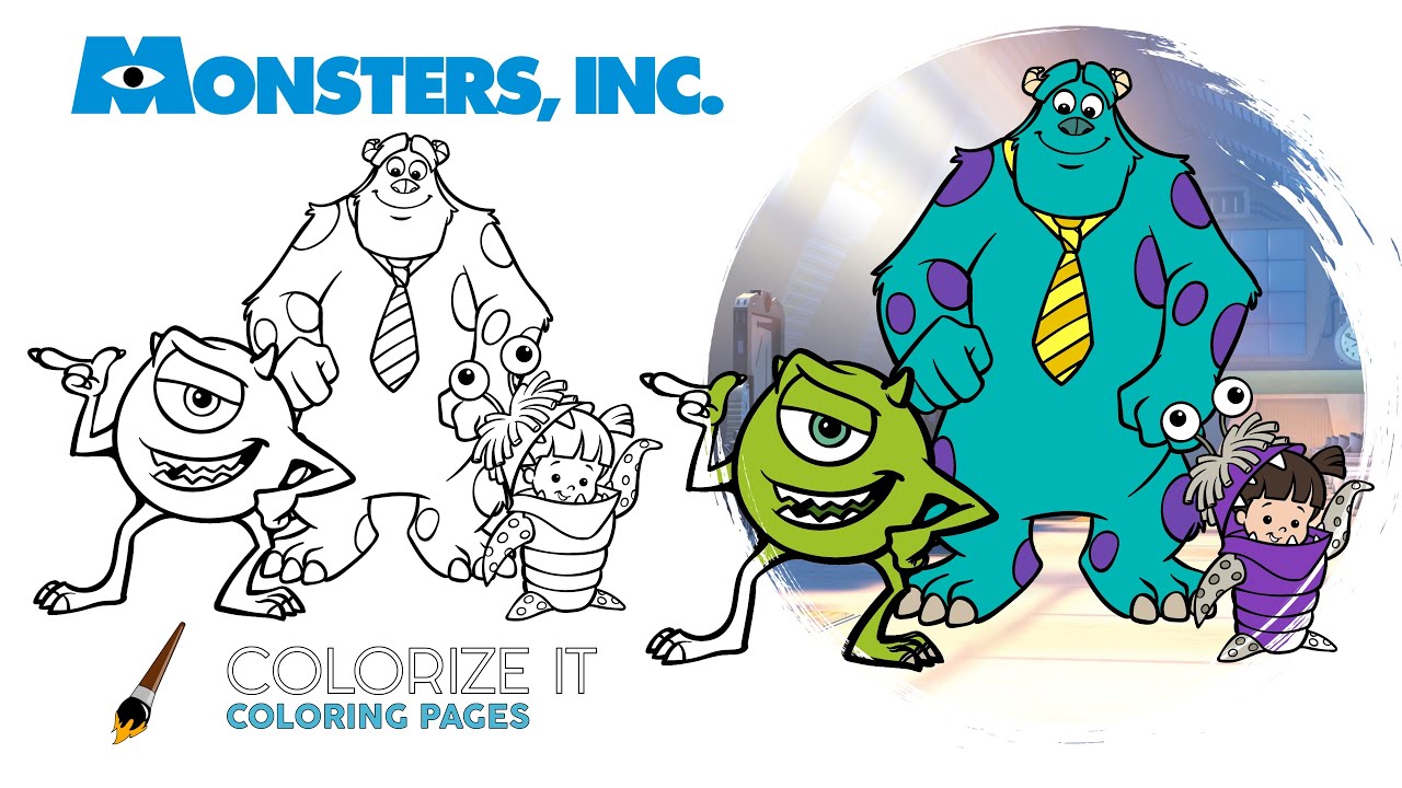 Monsters inc coloring book sully mike boo coloring pages disney pixar cartoons