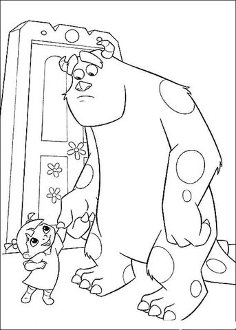 Sulley with boo coloring page free printable coloring pages