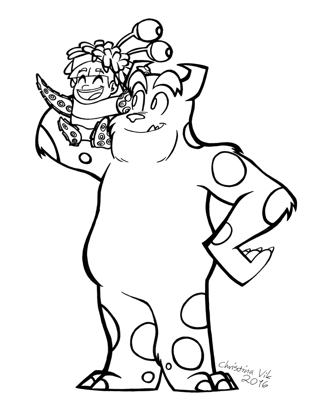 Coloring book page sulley and boo by vikfrachris on