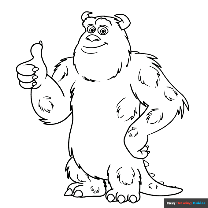 Sully from monster inc coloring page easy drawing guides