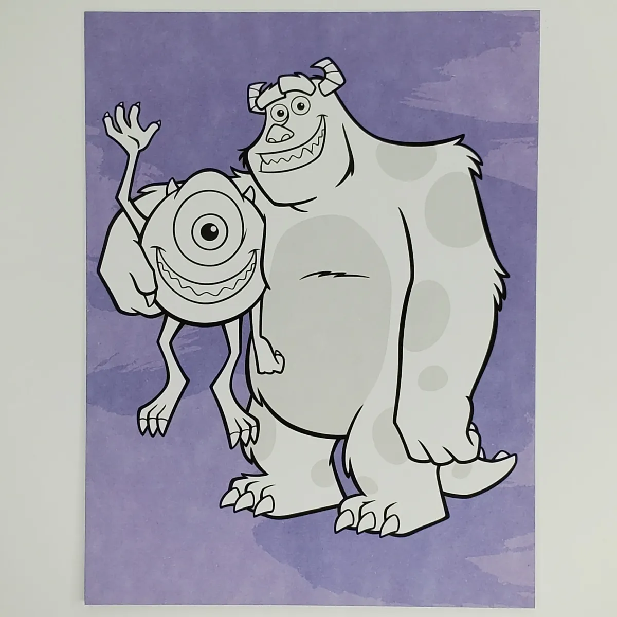 Monsters inc coloring book postcard sulley mike wazowski disney pixar x