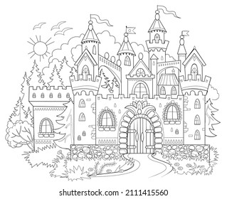 Kids colouring castle photos images and pictures