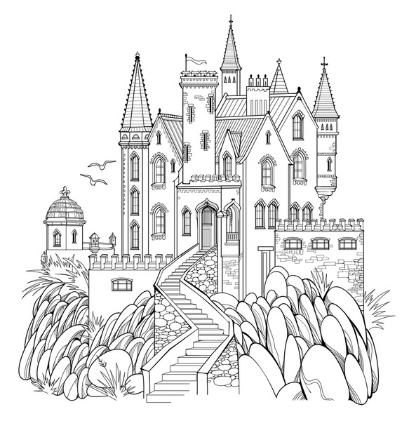 Thousand castle coloring book royalty