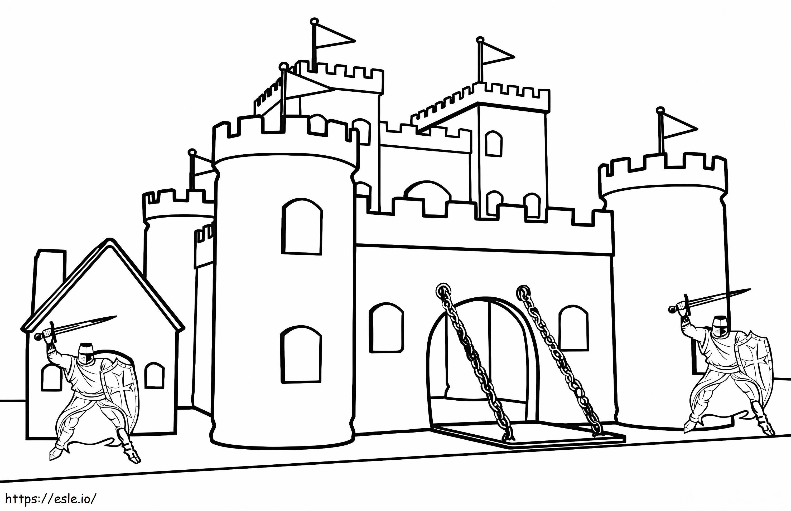 Two knights in the castle coloring page