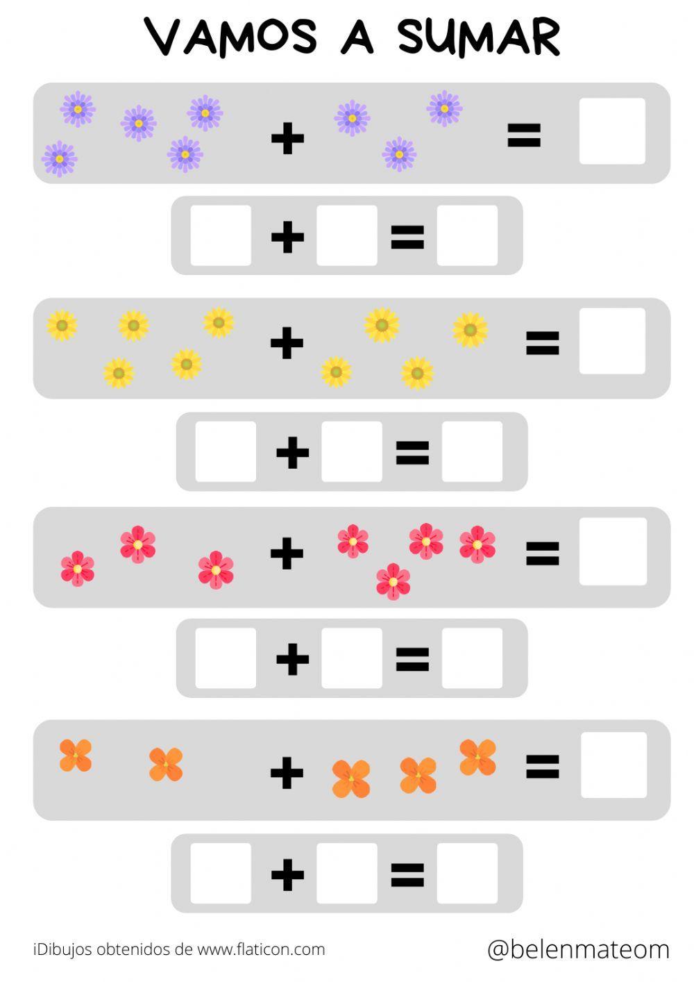 Sumas con dibujos hasta el worksheet live worksheets