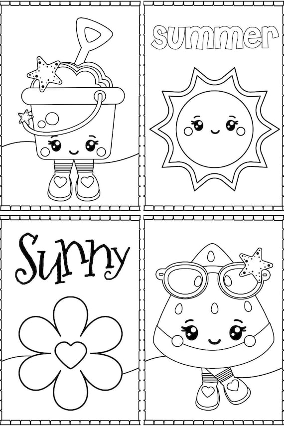 Summer coloring pages for kids beach coloring book printable coloring sheets for kids summer party activities digital download instant download