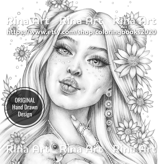 Summer mood coloring page printable adult colouring pages book download grayscale illustration jpg pdf download now