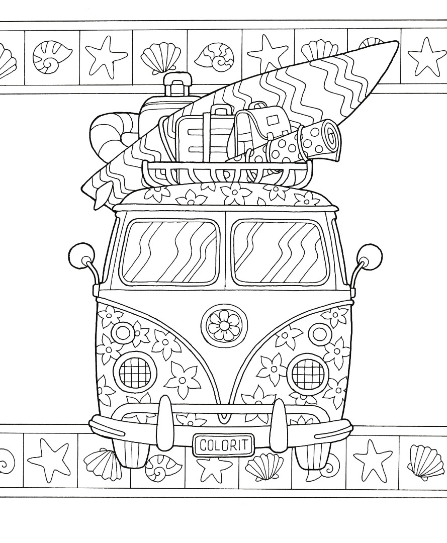 Freebie friday summer van adult coloring book ty page