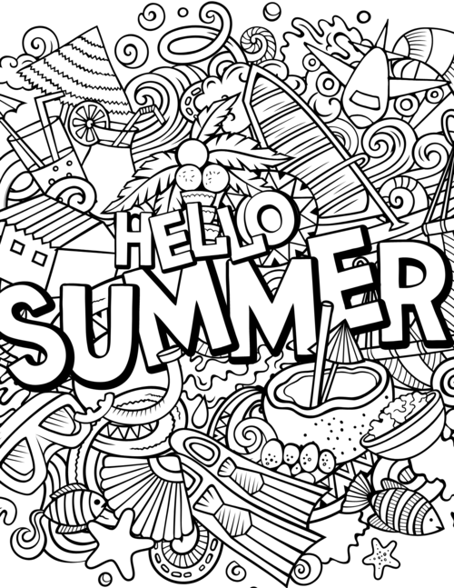 Summer coloring pages for kids and adults