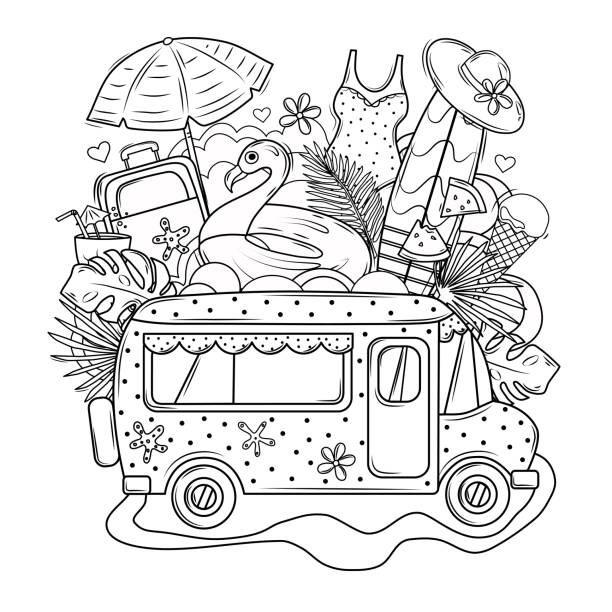 Summer coloring pages stock photos pictures royalty