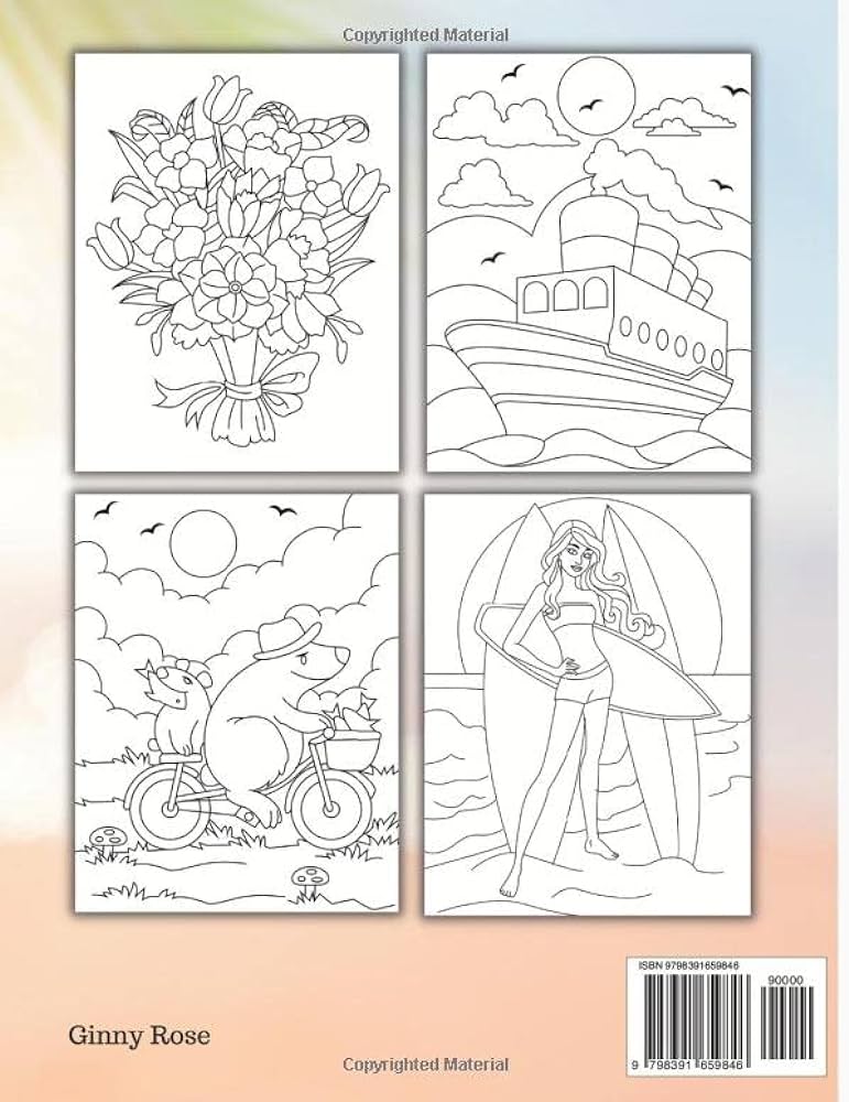 Summer large print adult coloring book beautifully prepared summer themed coloring pages for adults and seniors