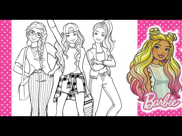 Barbie and friends sporty coloring page summer sport barbie and friends coloring book in markers