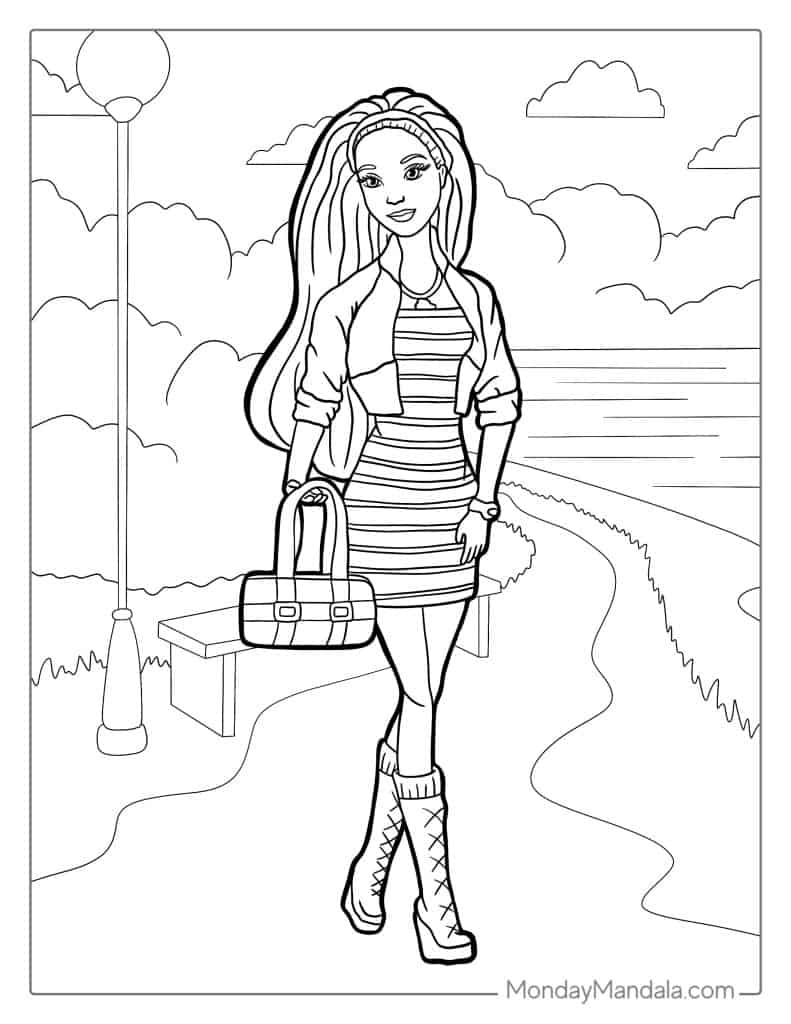 Barbie coloring pages free pdf printables