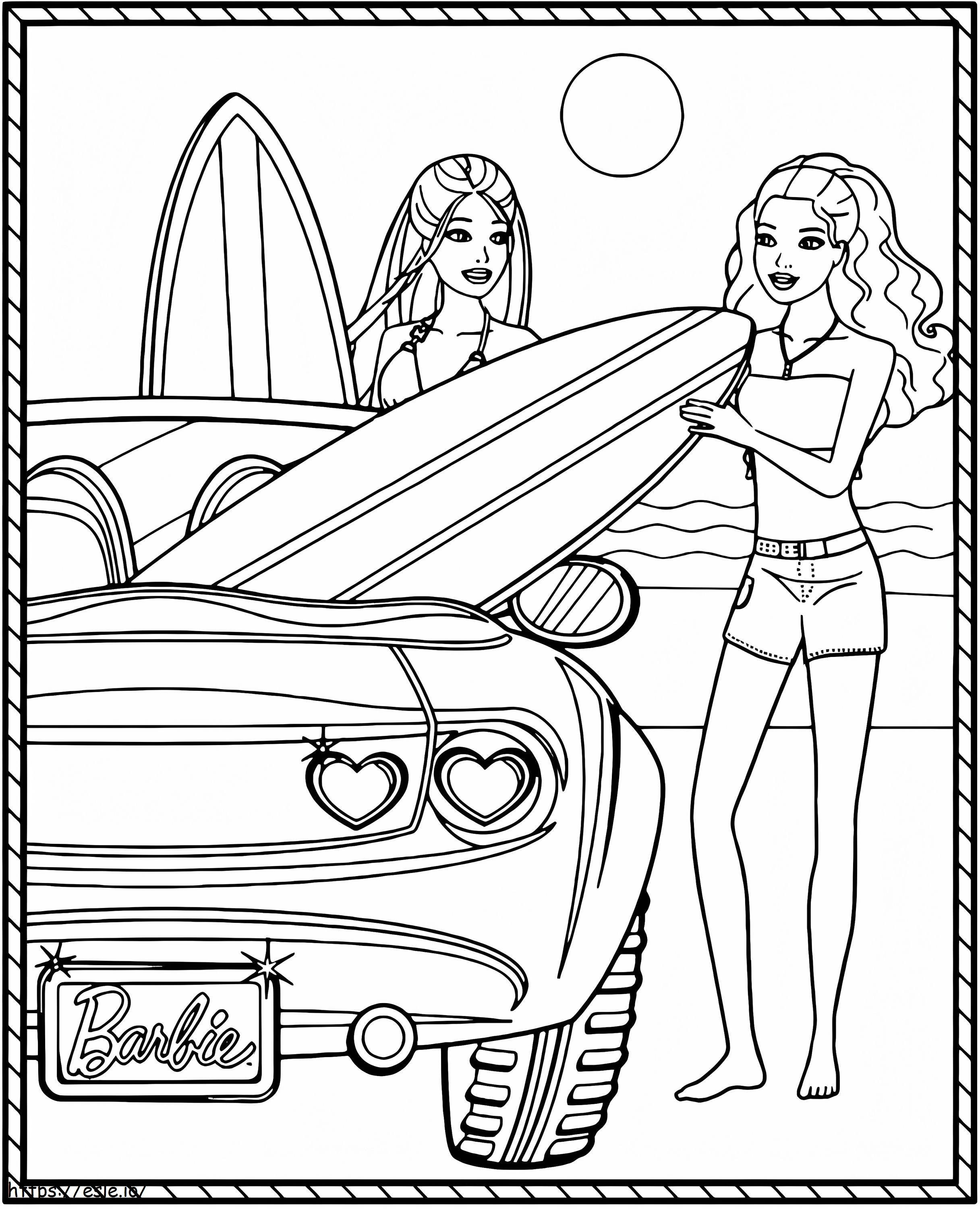 Barbie on summer coloring page