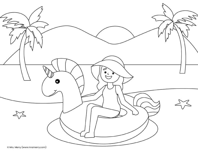 Fun summer coloring pages for kids mrs merry