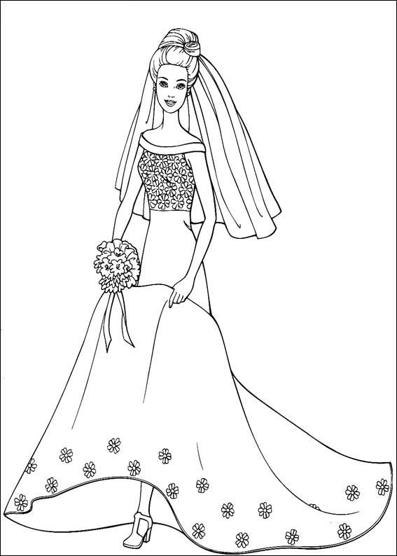 Barbie in dress coloring page